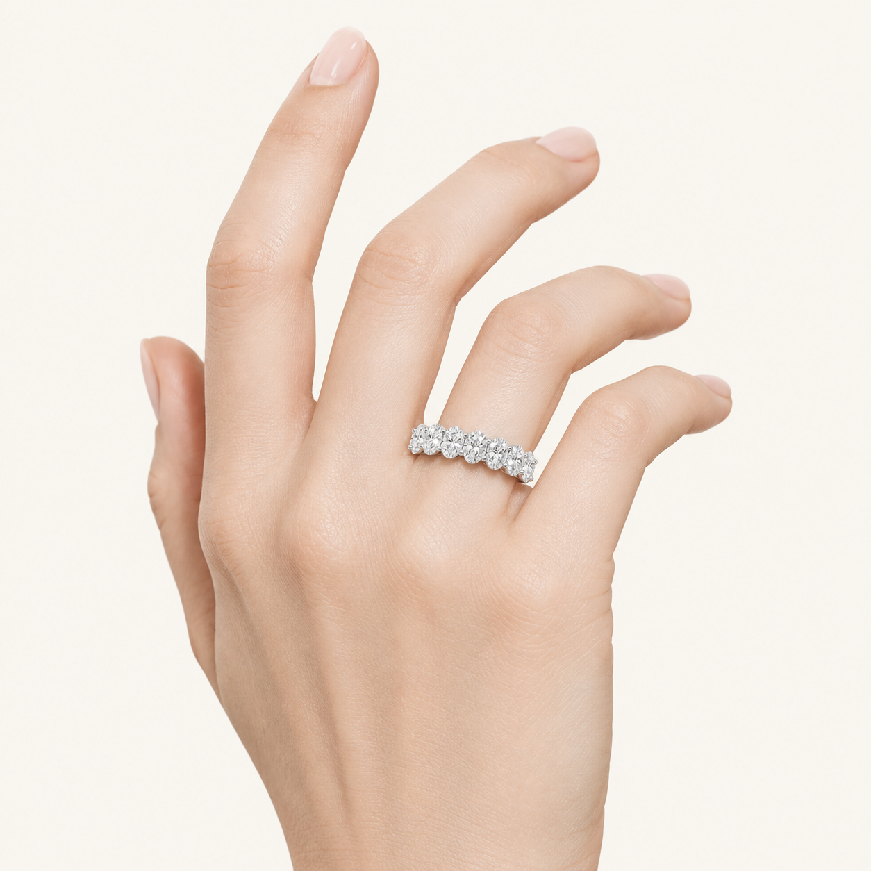 2CT Oval Cut Lab Grown Diamond Seven Stone Band Ring