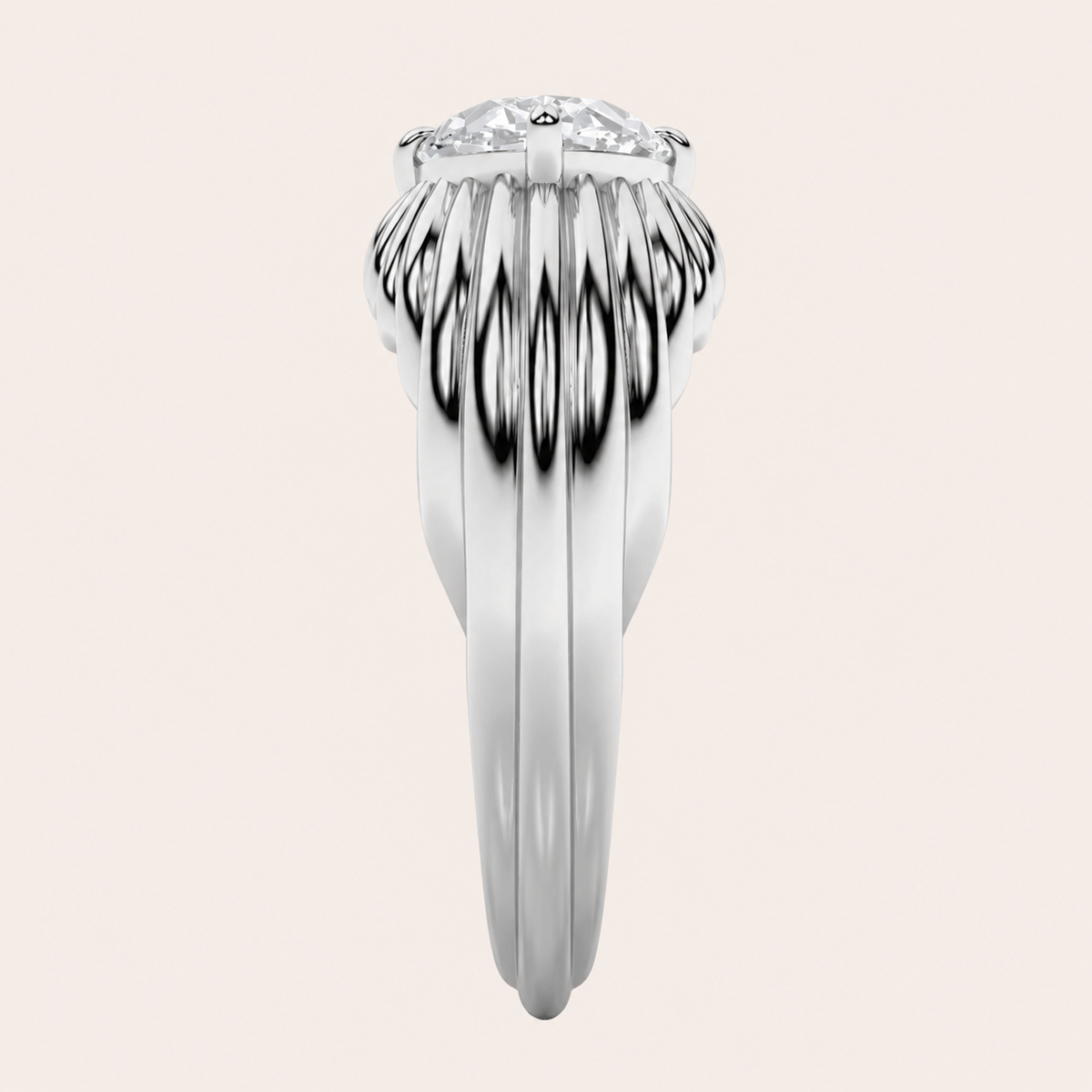 2CT Oval Cut Lab Grown Diamond Fancy East West Solitaire Ring