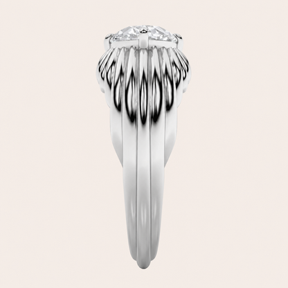 2CT Oval Cut Lab Grown Diamond Fancy East West Solitaire Ring