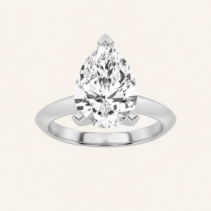 1CT Pear Cut Lab Grown Diamond Knife Edge Shank Solitaire Engagement Ring