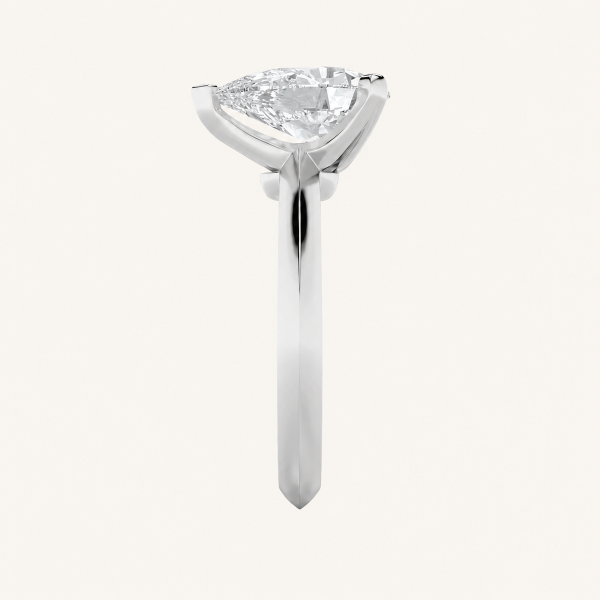 1CT Pear Cut Lab Grown Diamond Knife Edge Shank Solitaire Engagement Ring