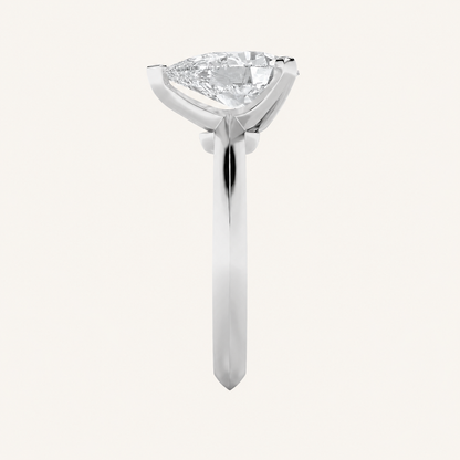 1CT Pear Cut Lab Grown Diamond Knife Edge Shank Solitaire Engagement Ring