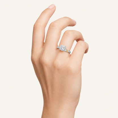 2CT Round Cut Lab Grown Diamond Two Tone Classic Solitaire Engagement Ring