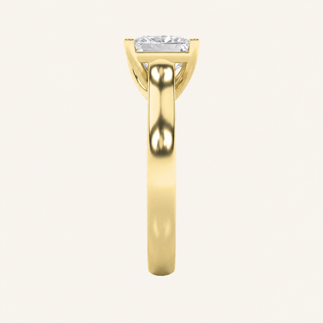 3CT Princess Cut Lab Grown Diamond Plain Cathedral Trellis Shank Solitaire Engagement Ring