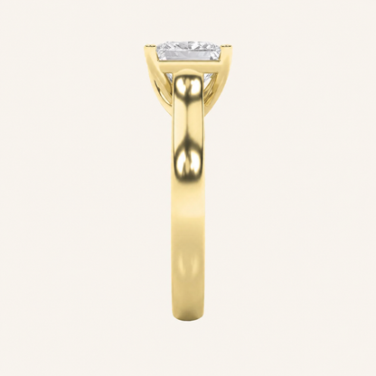 3CT Princess Cut Lab Grown Diamond Plain Cathedral Trellis Shank Solitaire Engagement Ring