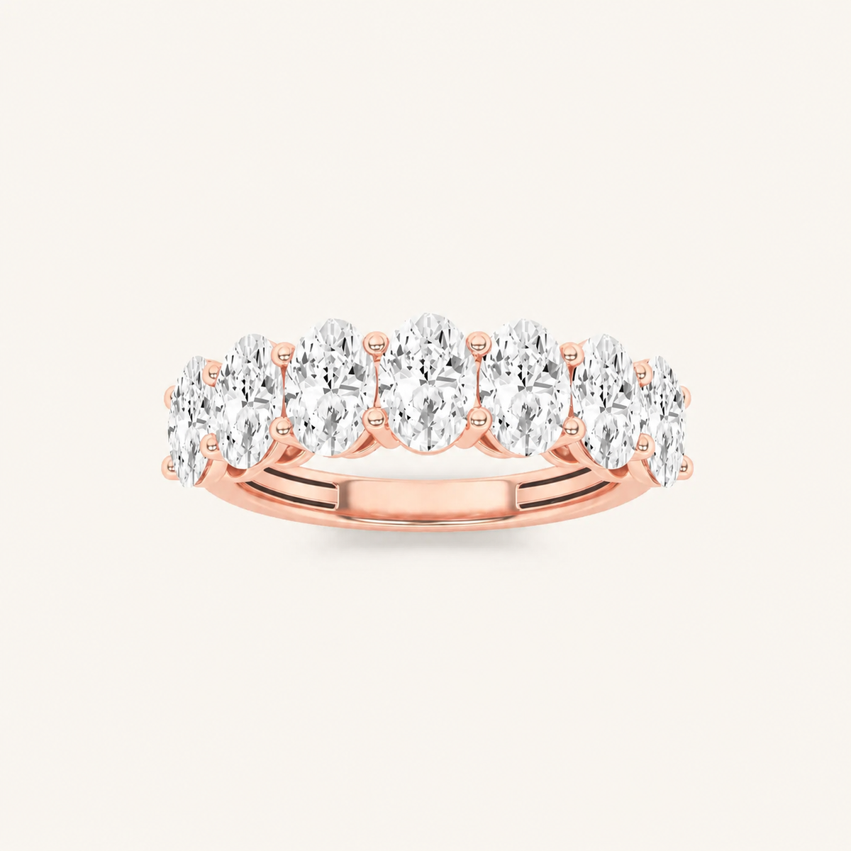 2.25CT Oval Cut Lab Grown Diamond Seven Stone Band Ring