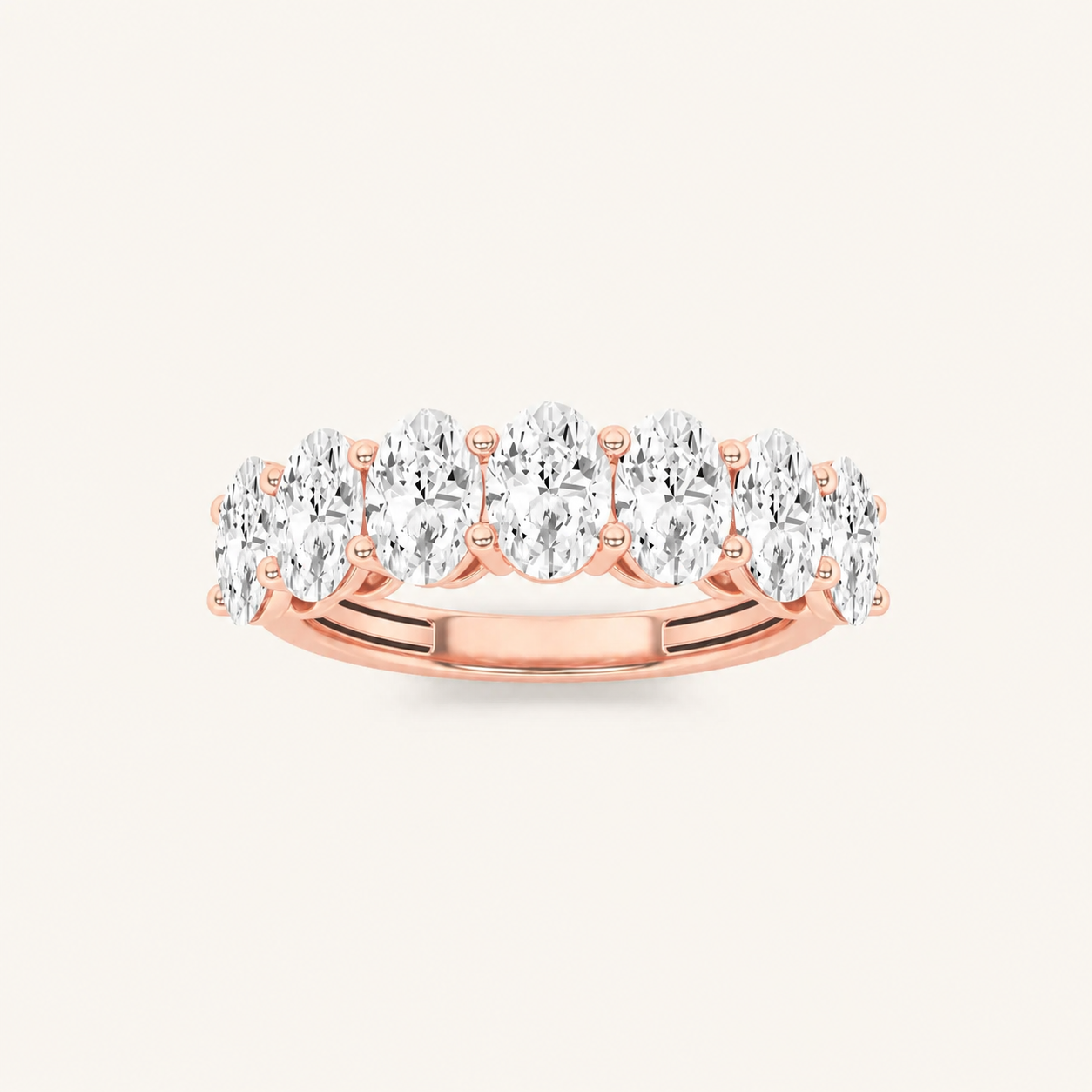 2.25CT Oval Cut Lab Grown Diamond Seven Stone Band Ring