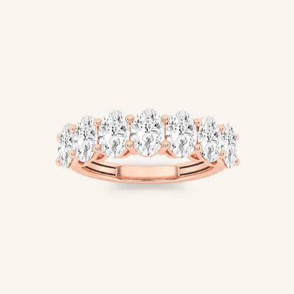 2.25CT Oval Cut Lab Grown Diamond Seven Stone Band Ring