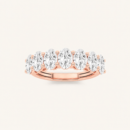 2.25CT Oval Cut Lab Grown Diamond Seven Stone Band Ring