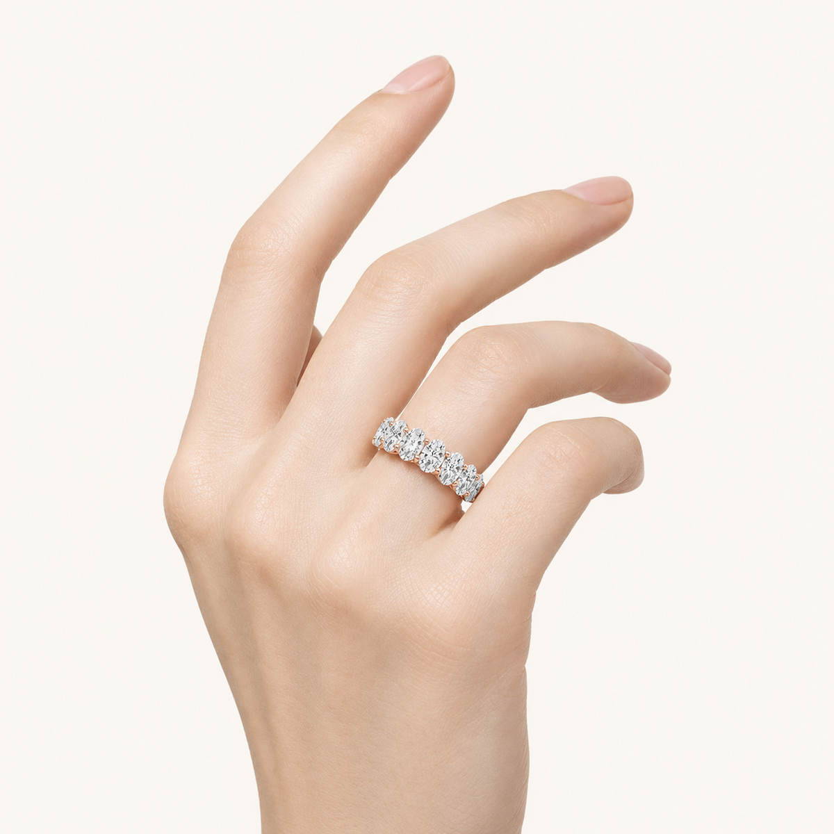 2.25CT Oval Cut Lab Grown Diamond Seven Stone Band Ring
