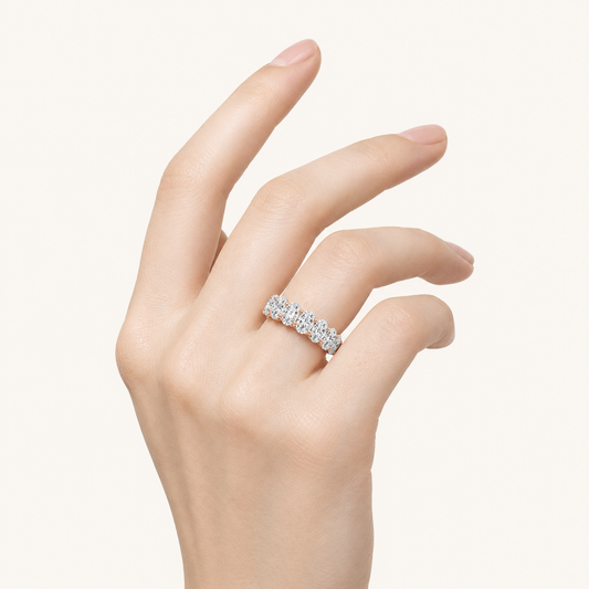 2.25CT Oval Cut Lab Grown Diamond Seven Stone Band Ring