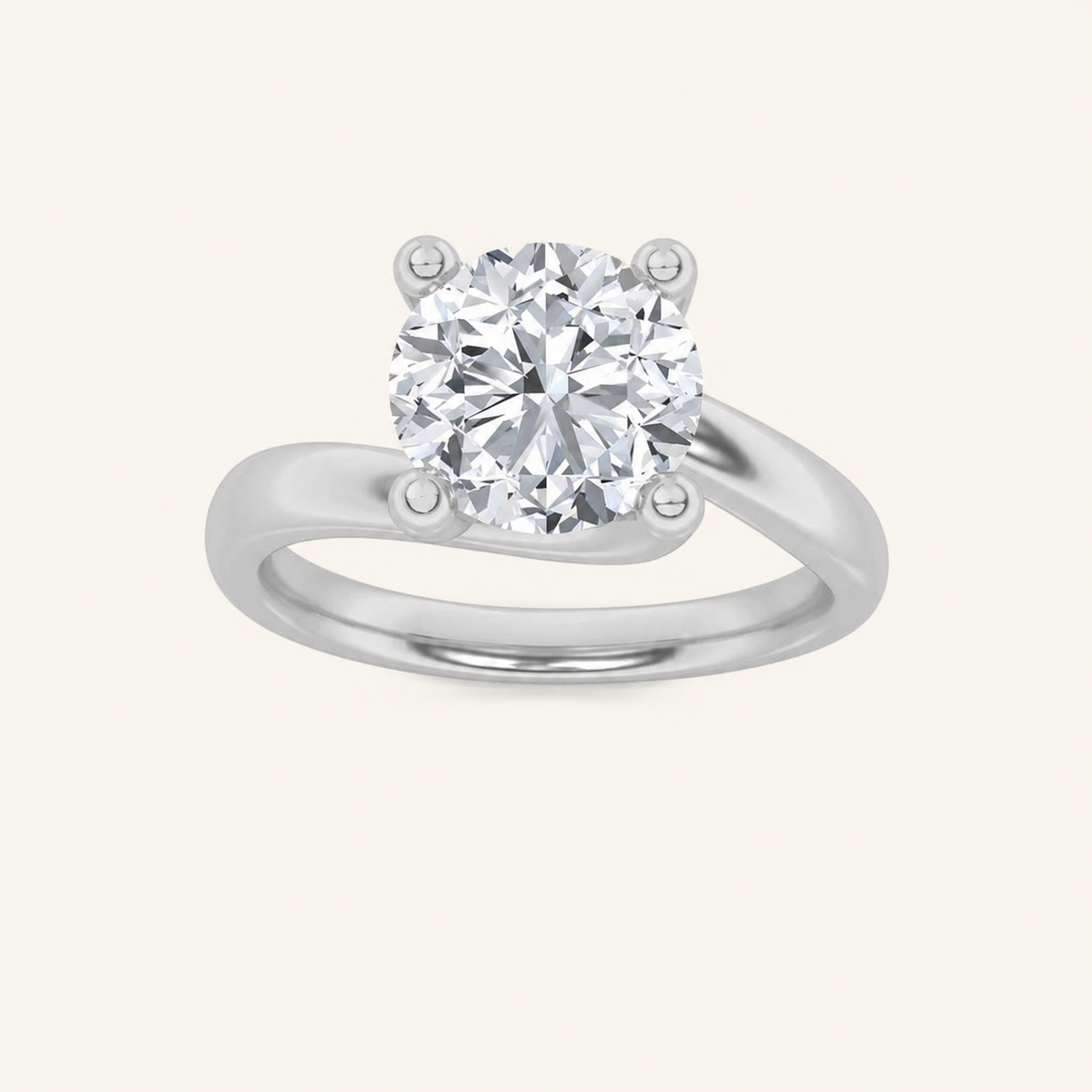 2CT Round Cut Lab Grown Diamond Solitaire Ring