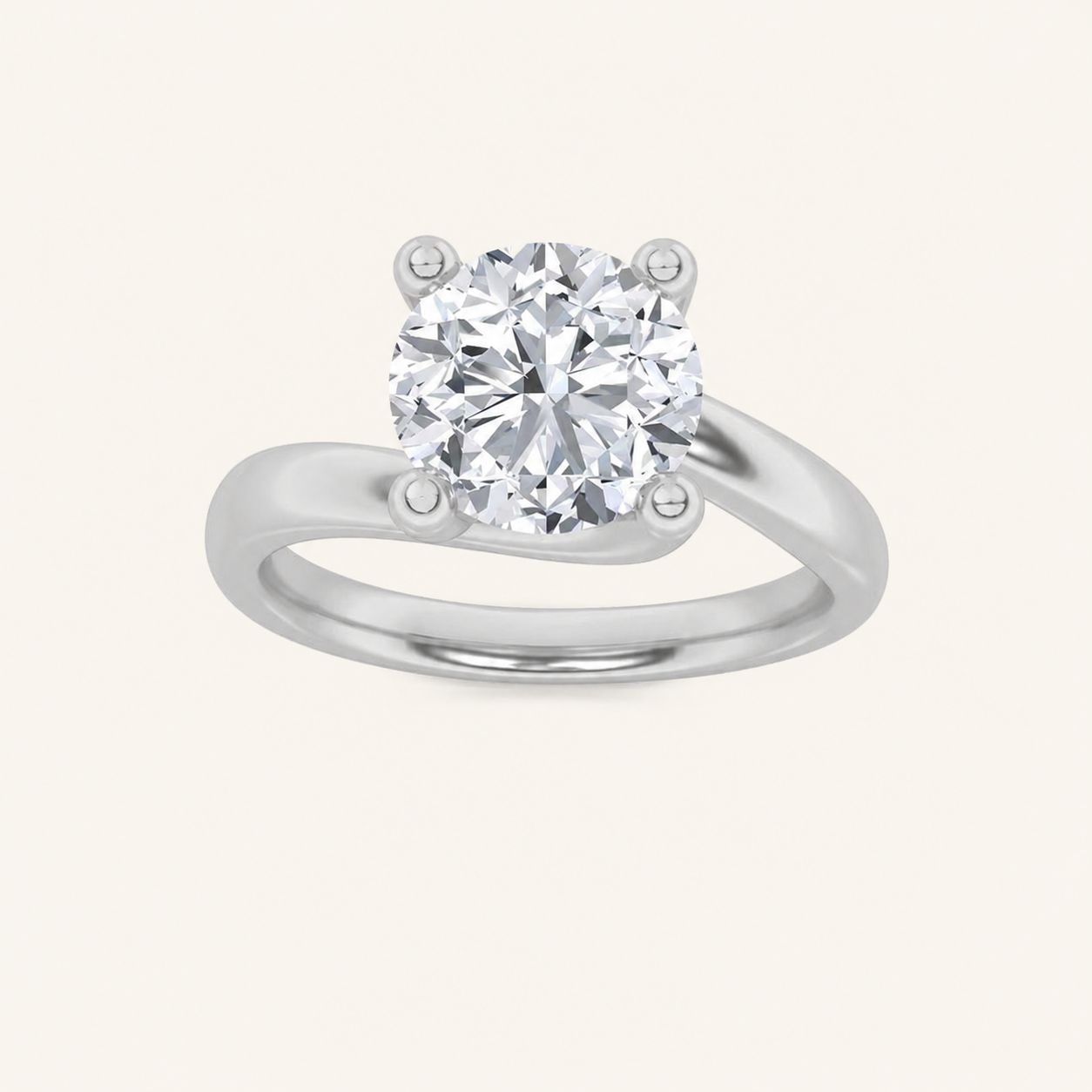 2CT Round Cut Lab Grown Diamond Solitaire Ring