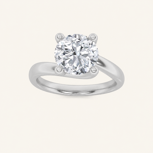 2CT Round Cut Lab Grown Diamond Solitaire Ring