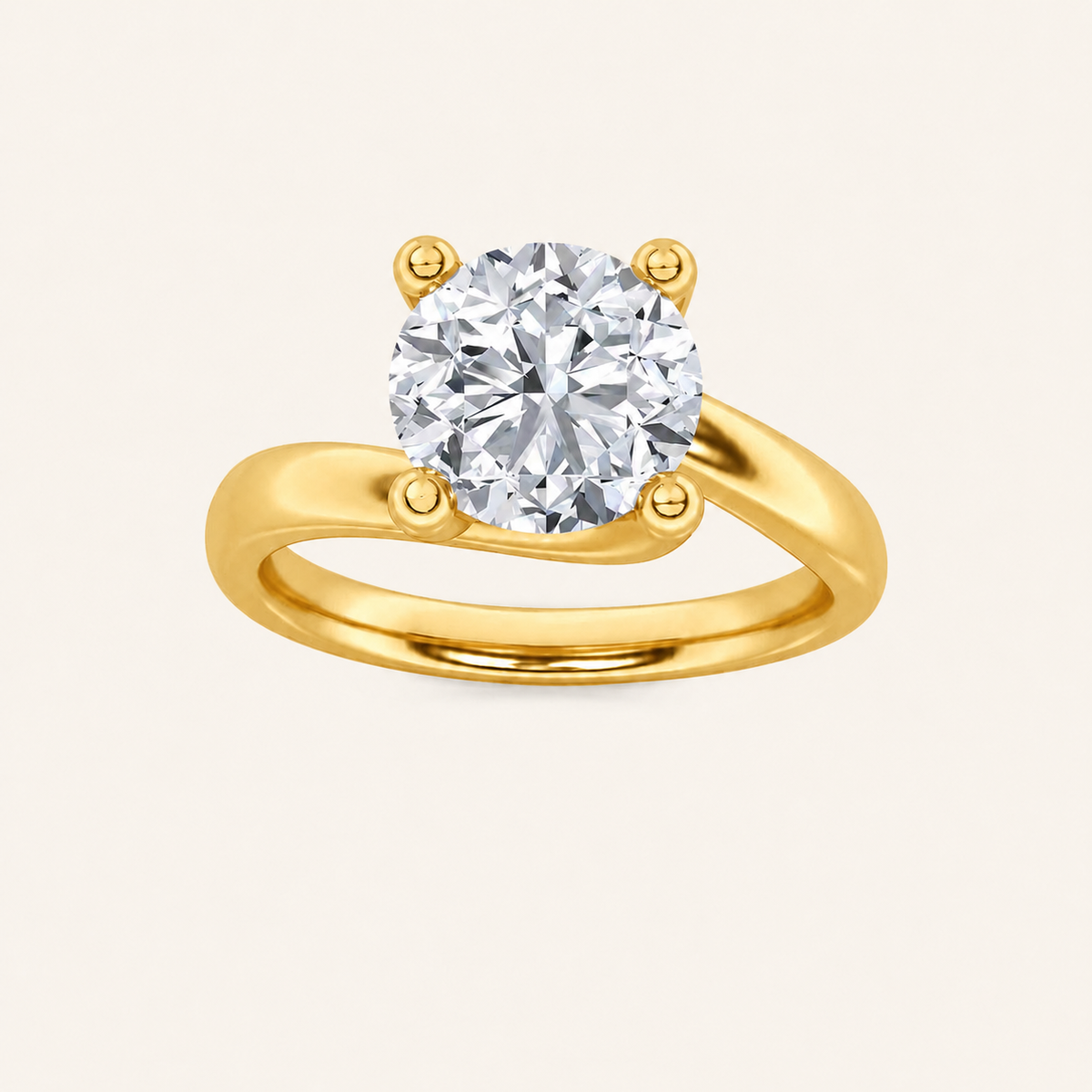 2CT Round Cut Lab Grown Diamond Solitaire Ring
