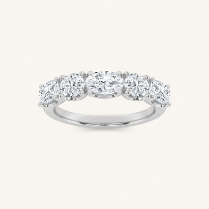 2CT Oval Cut Lab Grown Diamond Five Stone Band Ring