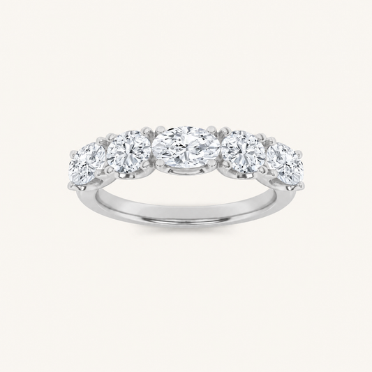 2CT Oval Cut Lab Grown Diamond Five Stone Band Ring