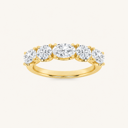 2CT Oval Cut Lab Grown Diamond Five Stone Band Ring