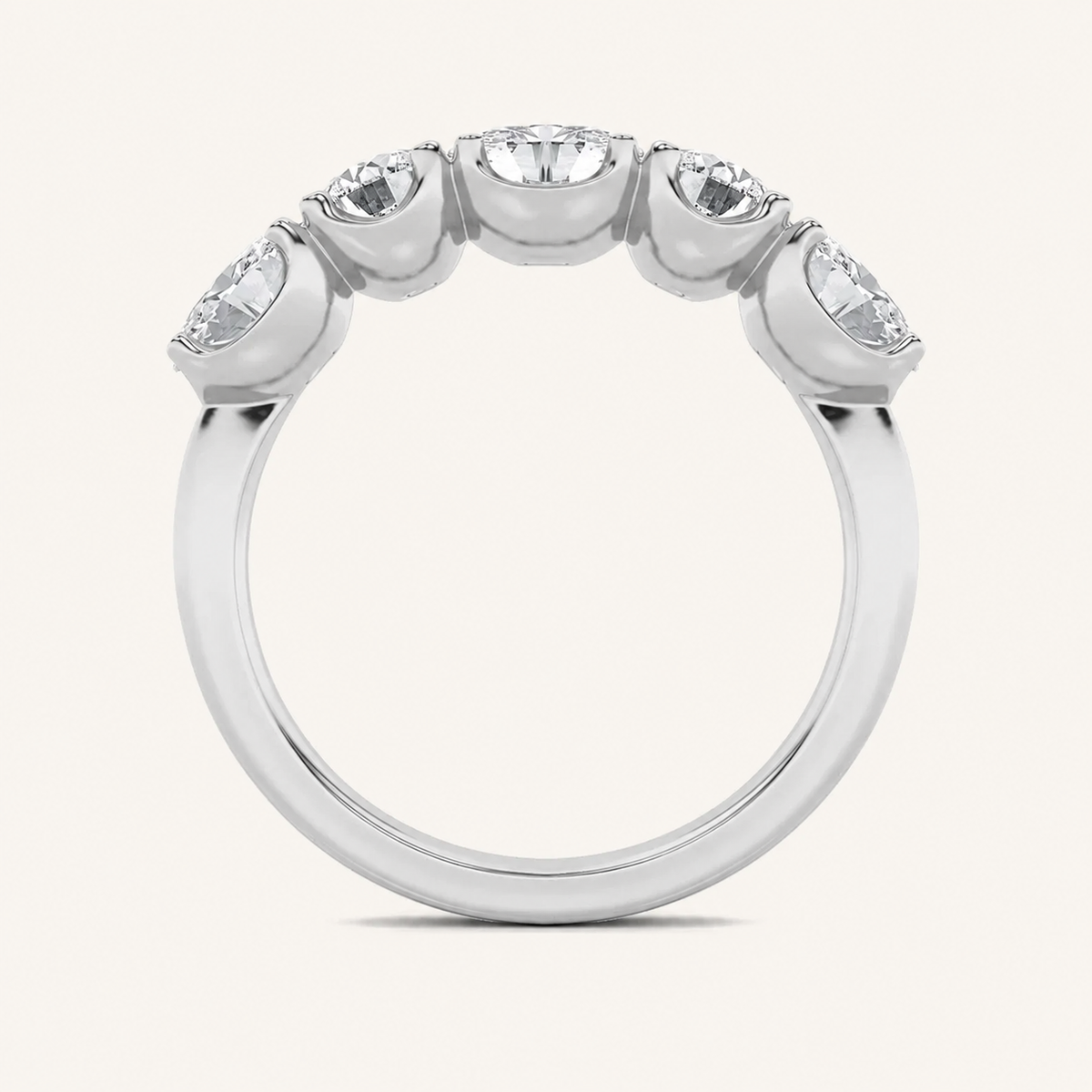 2CT Oval Cut Lab Grown Diamond Five Stone Band Ring