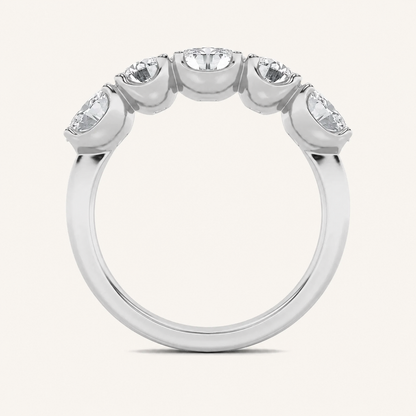 2CT Oval Cut Lab Grown Diamond Five Stone Band Ring