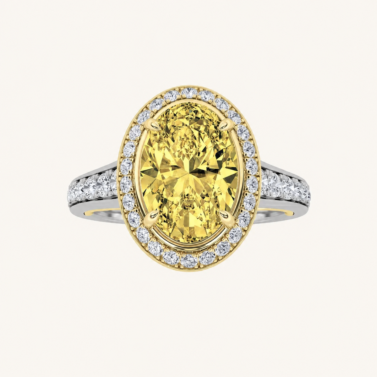 3.5CT Oval Cut Lab Grown Diamond Bold Accented Statement Engagement Ring