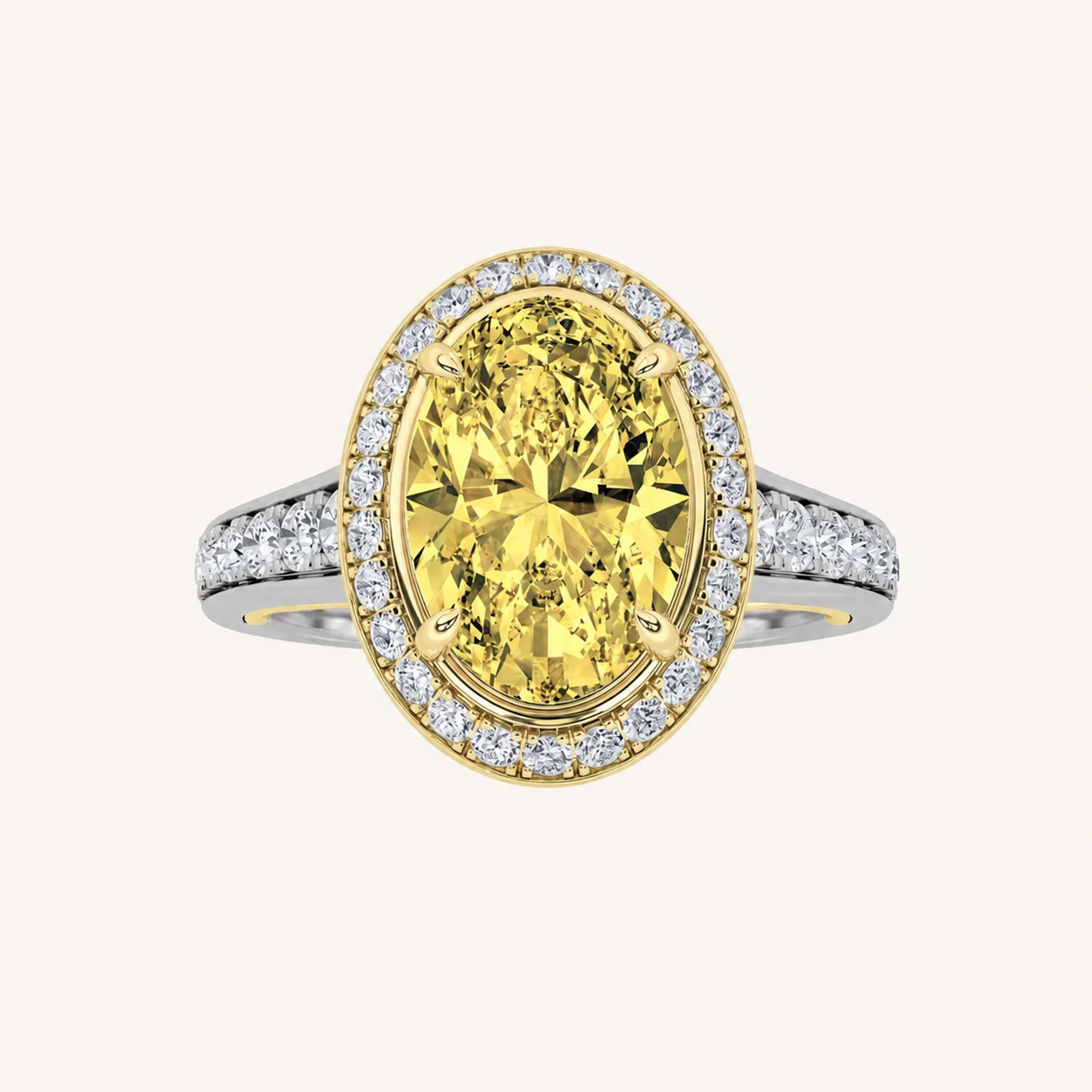 3.5CT Oval Cut Lab Grown Diamond Bold Accented Statement Engagement Ring