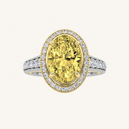 3.5CT Oval Cut Lab Grown Diamond Bold Accented Statement Engagement Ring