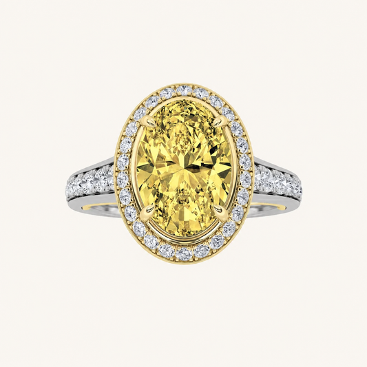3.5CT Oval Cut Lab Grown Diamond Bold Accented Statement Engagement Ring