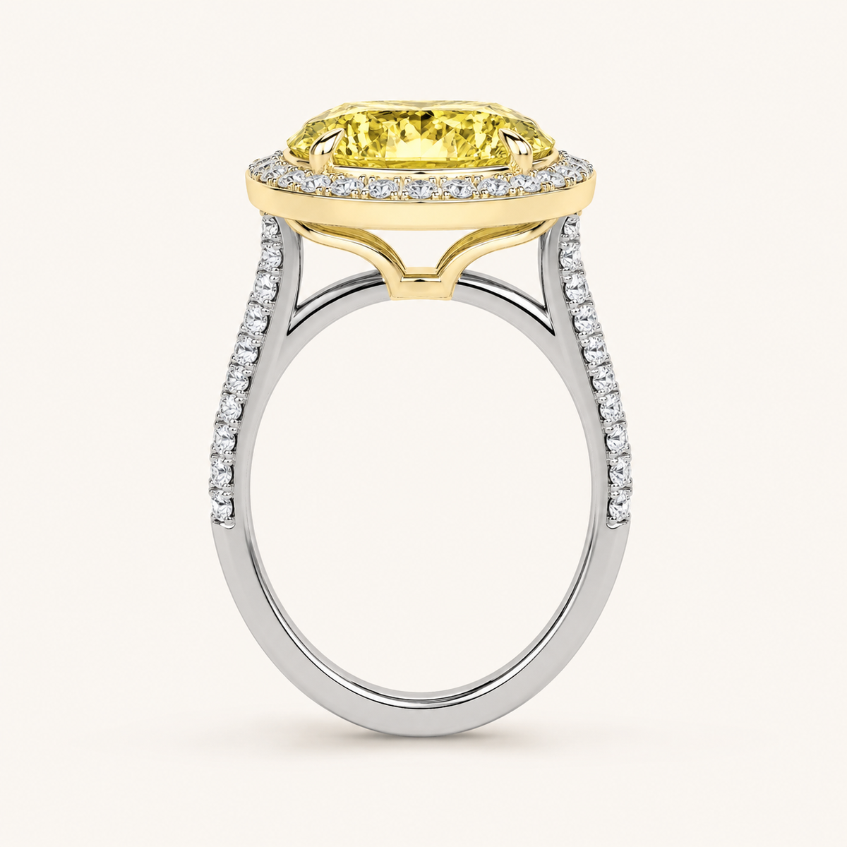 3.5CT Oval Cut Lab Grown Diamond Bold Accented Statement Engagement Ring