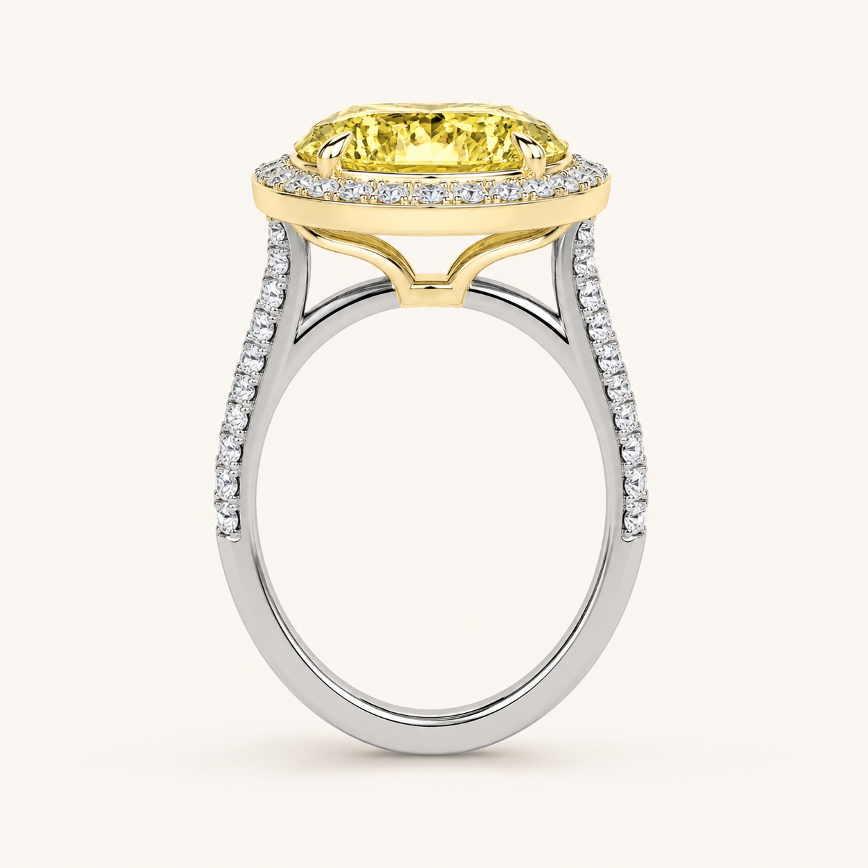 3.5CT Oval Cut Lab Grown Diamond Bold Accented Statement Engagement Ring
