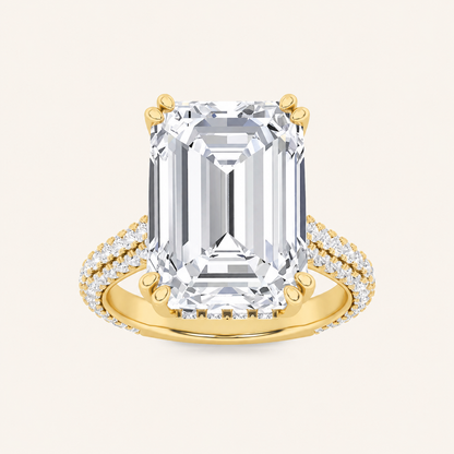 8CT Emerald Cut Lab Grown Diamond Bold Accented Engagement Ring