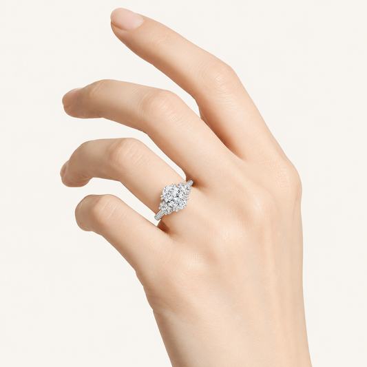 5CT Oval Cut Lab Grown Diamond Three Stone Ring