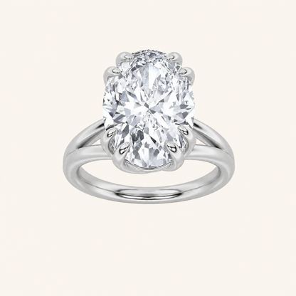 5CT Oval Cut Lab Grown Diamond Bold Split Shank Solitaire Engagement Ring