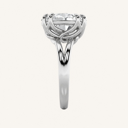 5CT Oval Cut Lab Grown Diamond Bold Split Shank Solitaire Engagement Ring