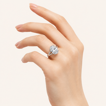 5CT Oval Cut Lab Grown Diamond Bold Split Shank Solitaire Engagement Ring