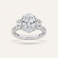 5CT Oval Cut Lab Grown Diamond Three Stone Ring