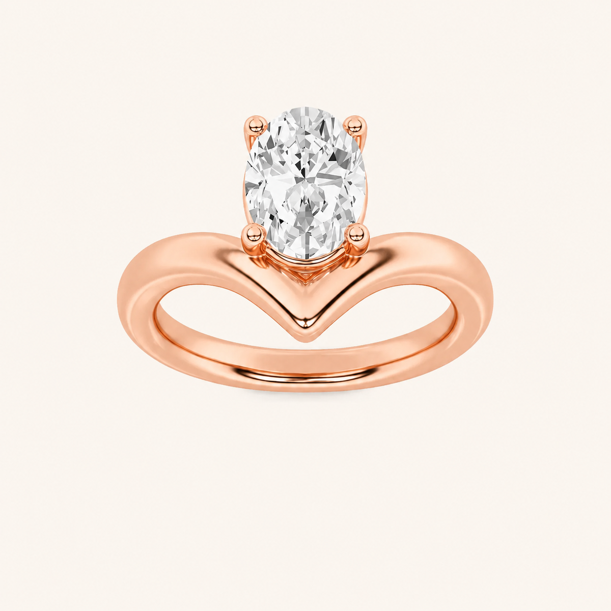 1.5CT Oval Cut Lab Grown Diamond Chevron Solitaire Engagement Ring