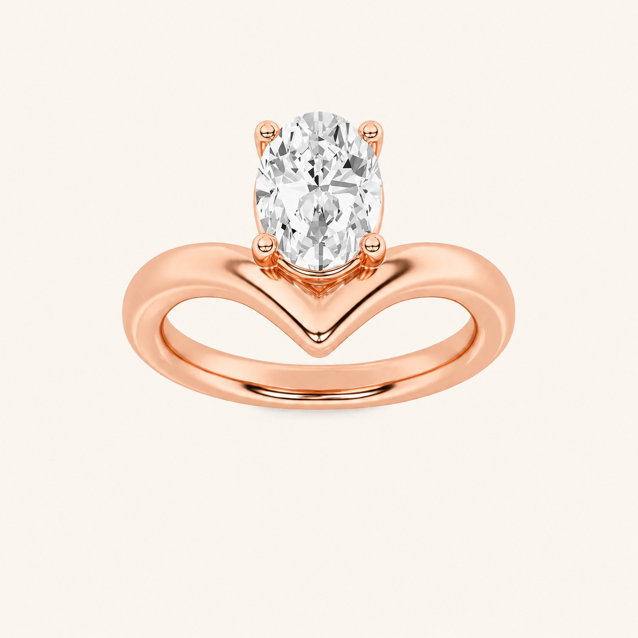 1.5CT Oval Cut Lab Grown Diamond Chevron Solitaire Engagement Ring