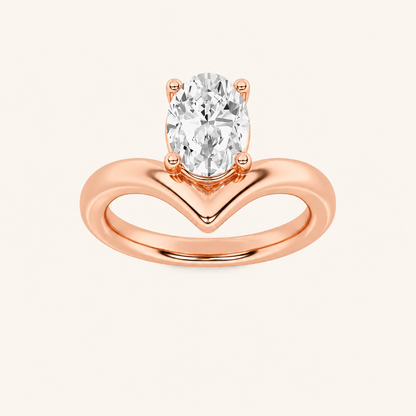 1.5CT Oval Cut Lab Grown Diamond Chevron Solitaire Engagement Ring