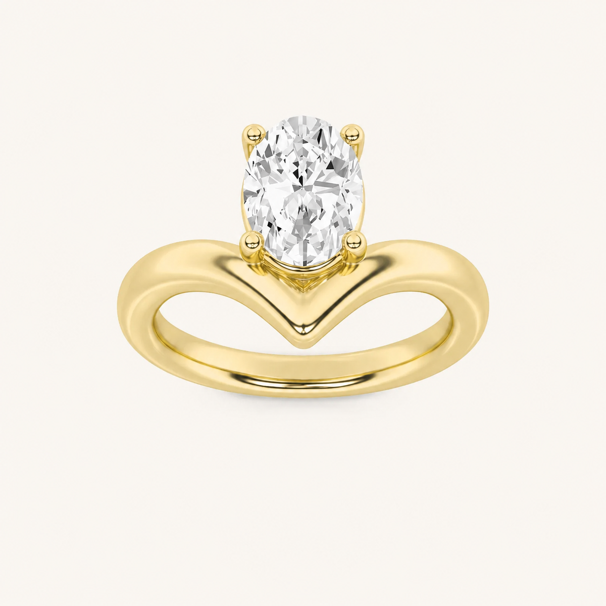 1.5CT Oval Cut Lab Grown Diamond Chevron Solitaire Engagement Ring