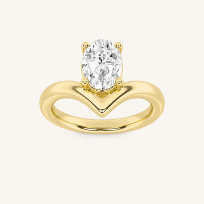 1.5CT Oval Cut Lab Grown Diamond Chevron Solitaire Engagement Ring