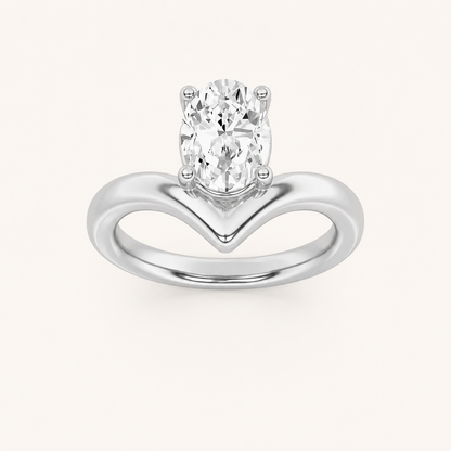 1.5CT Oval Cut Lab Grown Diamond Chevron Solitaire Engagement Ring