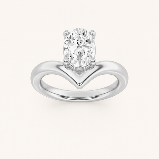 1.5CT Oval Cut Lab Grown Diamond Chevron Solitaire Engagement Ring