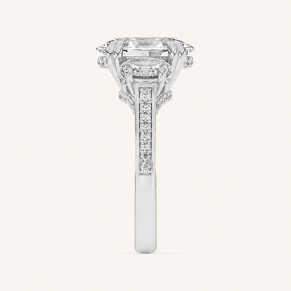5CT Oval Cut Lab Grown Diamond Three Stone Ring