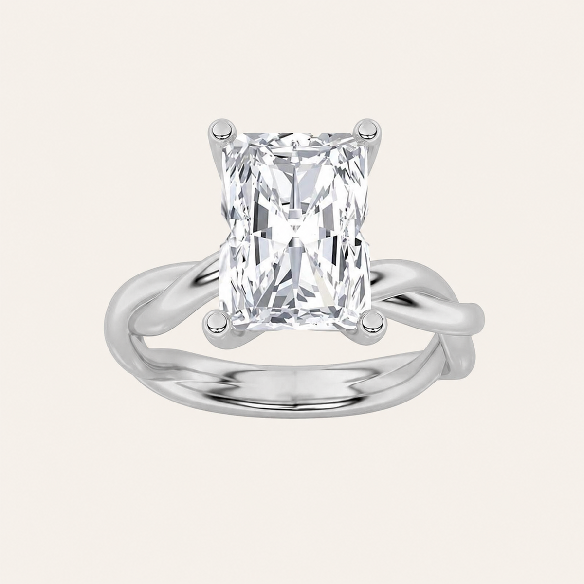 3CT Radiant Cut Lab Grown Diamond Solitaire Ring