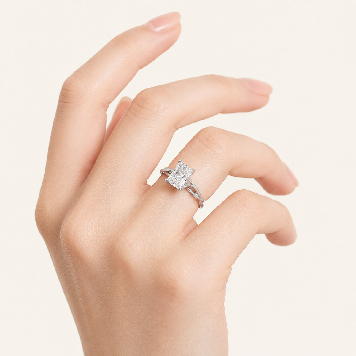 3CT Radiant Cut Lab Grown Diamond Solitaire Ring