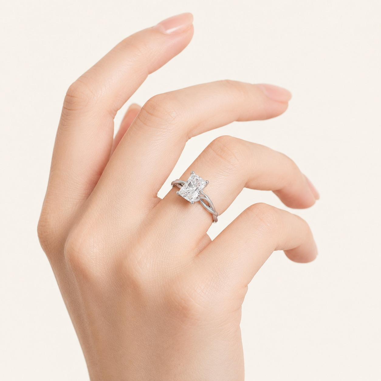 3CT Radiant Cut Lab Grown Diamond Solitaire Ring