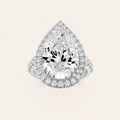 6.25CT Pear Cut Lab Grown Diamond Bold Accented Engagement Ring