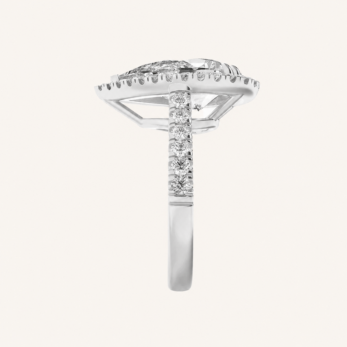 6.25CT Pear Cut Lab Grown Diamond Bold Accented Engagement Ring