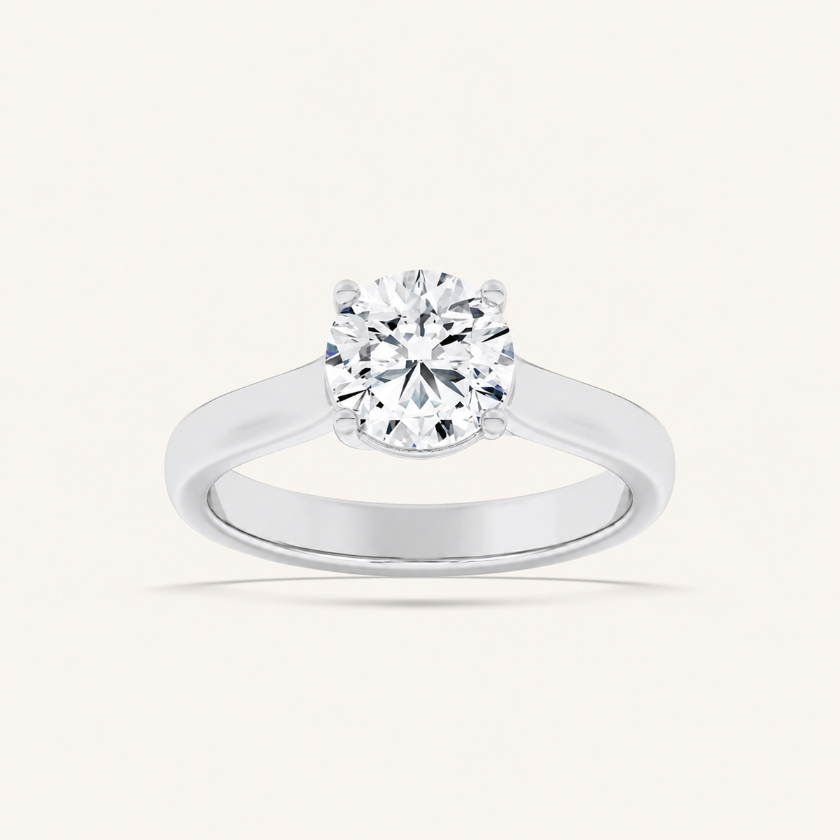 2.5CT Round Cut Lab Grown Diamond Plain Cathedral Trellis Shank Solitaire Engagement Ring